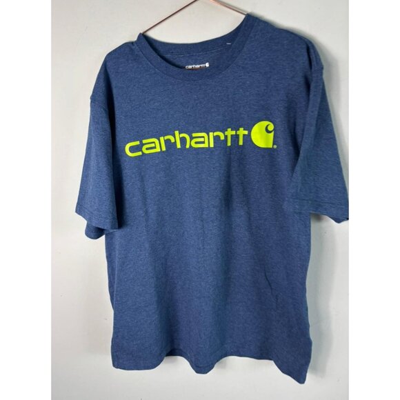 Carhartt Mens Logo T-Shirt Blue Loose Fit Short Sleeve Workwear Size L - Picture 1 of 6